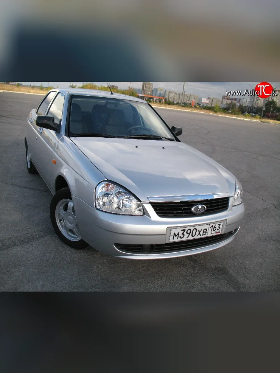 Накладка Фанат-Спорт v2 Мини на передний бампер Лада ВАЗ Приора 2170 седан дорестайлинг (2007-2014) (Неокрашенная)  с доставкой в г. Керчь