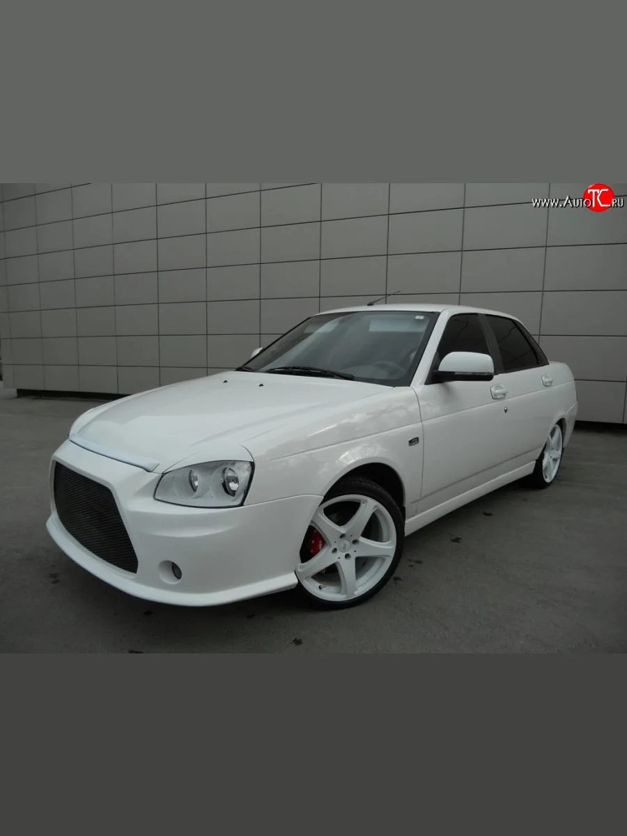 Передний бампер Lancer Style  Лада ВАЗ Приора (2007-2018) 2170, 2171, 2172, 21728 (Неокрашенный)  в Керчи Республика Крым