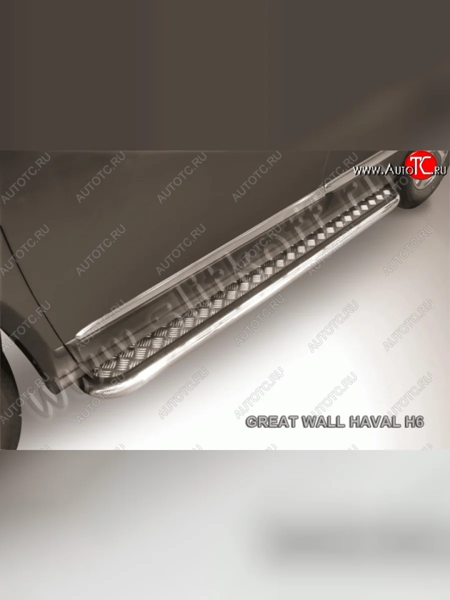 Широкая защита порогов Slitkoff Haval H6 (2013-2020)  в Перми Пермском крае