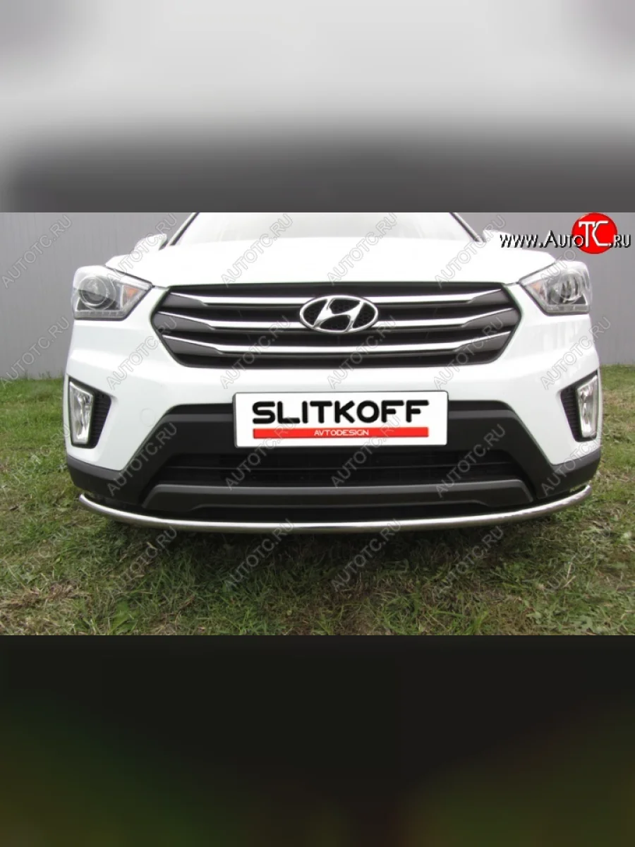 Одинарная защита переднего бампера диаметром 42 мм Slitkoff  Hyundai Creta (2015-2021) GS (Нержавейка, Полированная)  в Самаре Самарской области