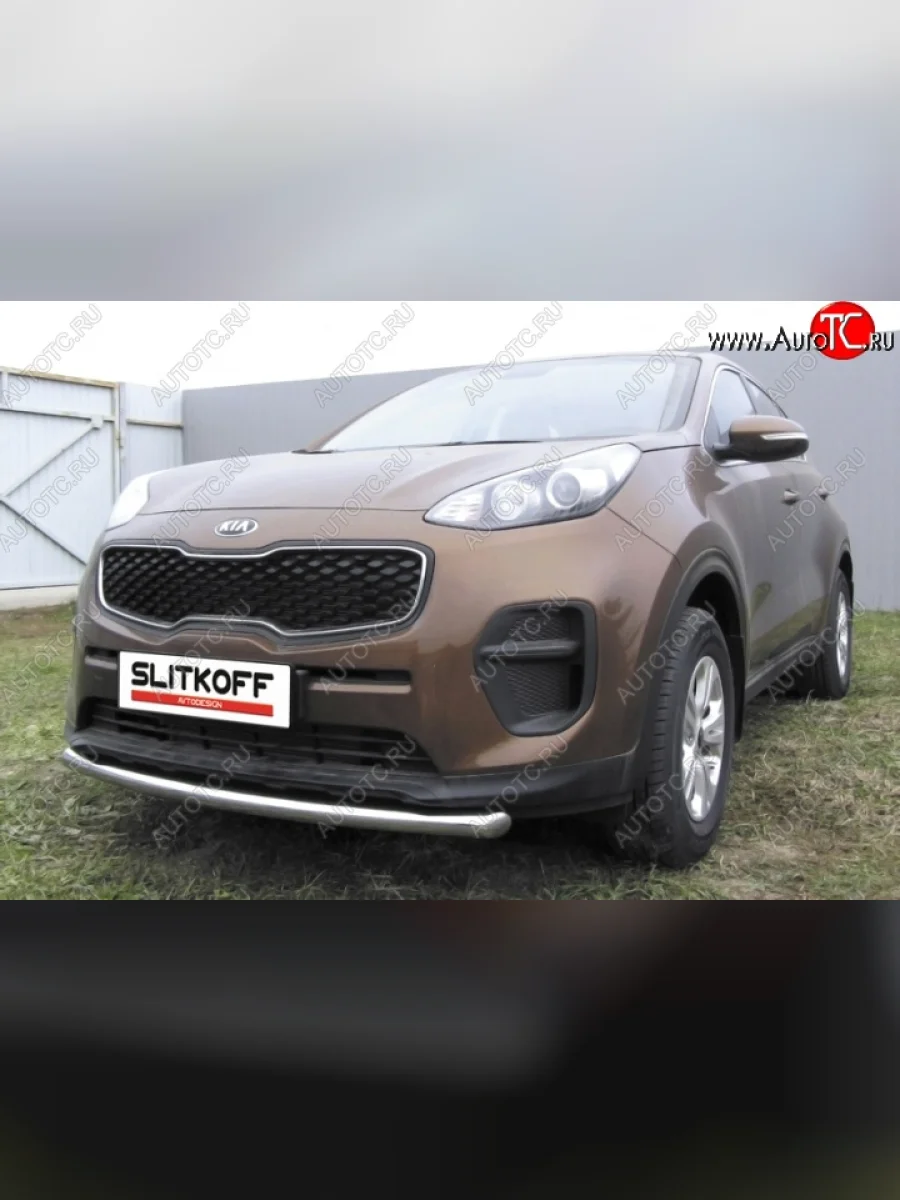 Одинарная защита переднего бампера диаметром 57 мм Slitkoff  KIA Sportage (2016-2018) 4 QL (Нержавейка, Полированная)  в Самаре Самарской области