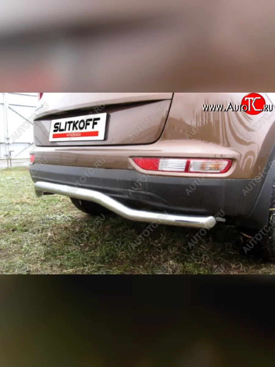 Защита заднего бампера Slitkoff (Ø 57, волна)  KIA Sportage (2016-2018) 4 QL (Нержавеющая сталь)  в Самаре Самарской области