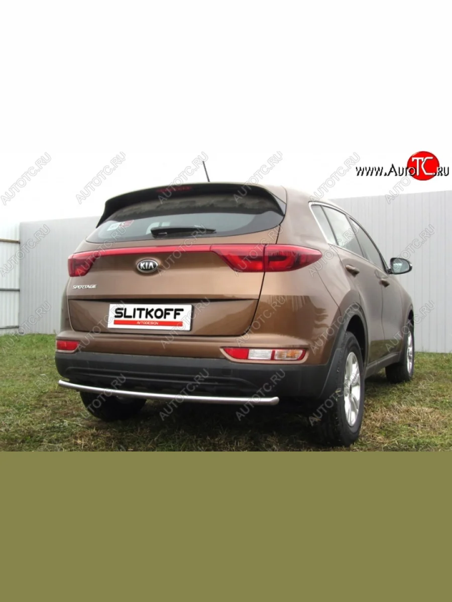 Защита заднего бампера из трубы диаметром 42 мм Slitkoff  KIA Sportage (2016-2018) 4 QL (Нержавейка, Полированная)  в Самаре Самарской области