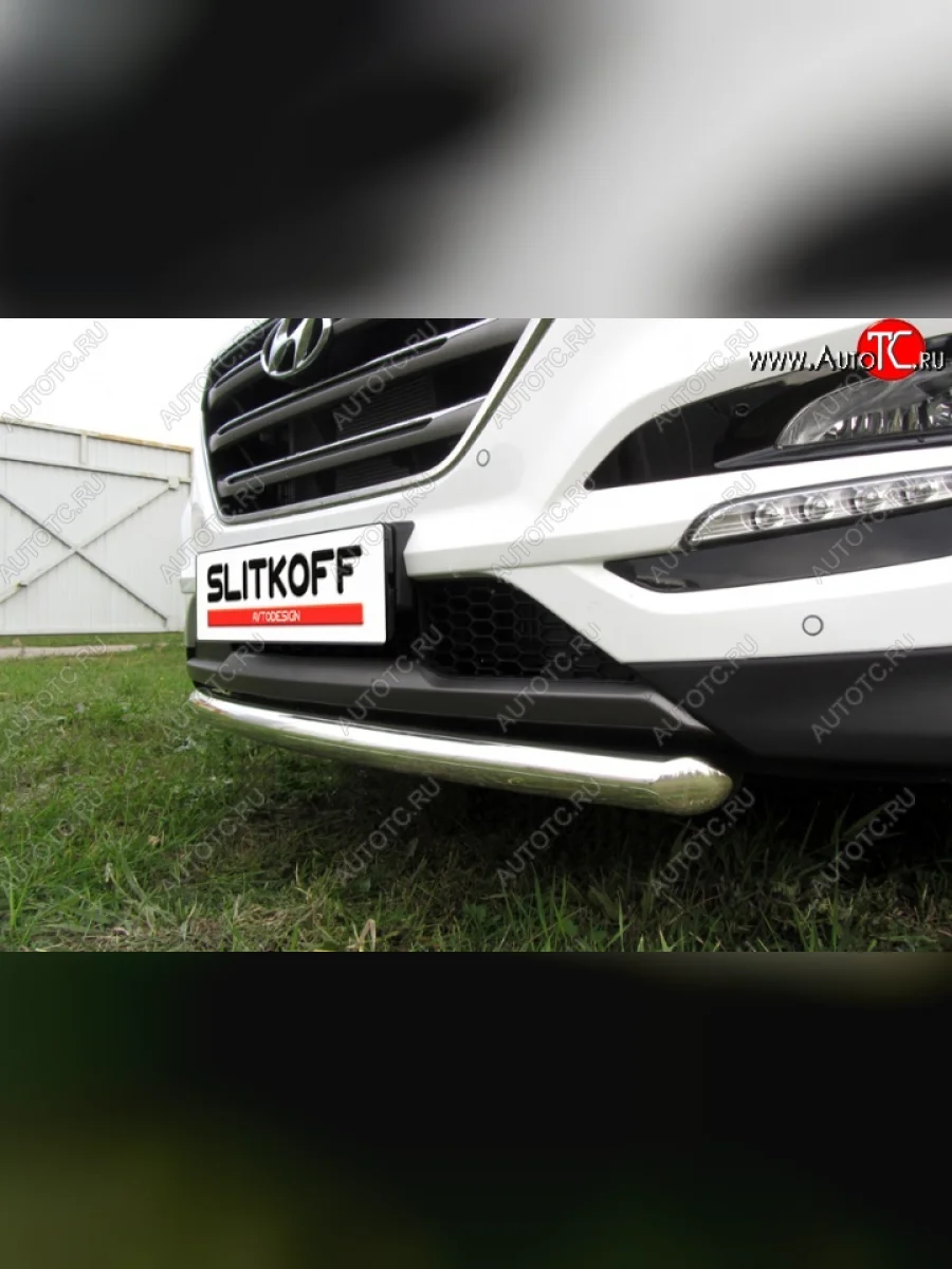 Одинарная защита переднего бампера диаметром 57 мм Slitkoff  Hyundai Tucson (2015-2018) TL (Нержавейка, Полированная)  в Самаре Самарской области
