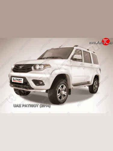 Одинарная защита переднего бампера диаметром 57 мм Slitkoff Уаз Патриот ( 3163 5-дв.,  3163 5 дв.) (2014-2025) 1-ый рестайлинг, 2-ой рестайлинг