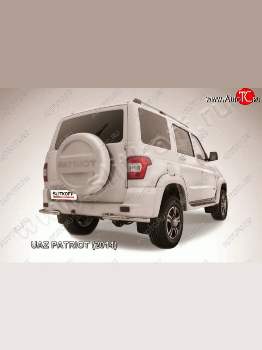 Защита заднего бампера из двух боковых уголков диаметром 57 мм Slitkoff Уаз Патриот 3163 5-дв. 1-ый рестайлинг (2014-2016) (Цвет: нержавеющая полированная сталь)  в Самаре Самарской области