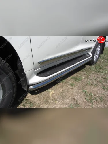 Защита штатных порогов из трубы диаметром 57 мм Slitkoff Toyota Land Cruiser  200 (2015-2021) 2-ой рестайлинг