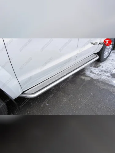 Широкая защита порогов с трубой диаметром d57 Slitkoff Volkswagen Amarok рестайлинг (2016-2022)