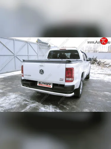 Защита заднего бампера из трубы диаметром 76 мм Slitkoff Volkswagen Amarok (2016-2022) рестайлинг