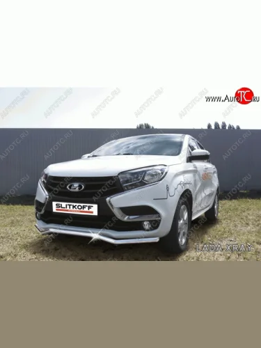 Защита переднего бампера из изогнутой трубы диаметром 42 мм Slitkoff Лада ВАЗ XRAY (2016-2022)
