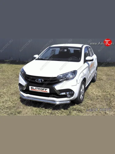 Одинарная защита переднего бампера диаметром 57 мм Slitkoff Лада ВАЗ XRAY (2016-2022)