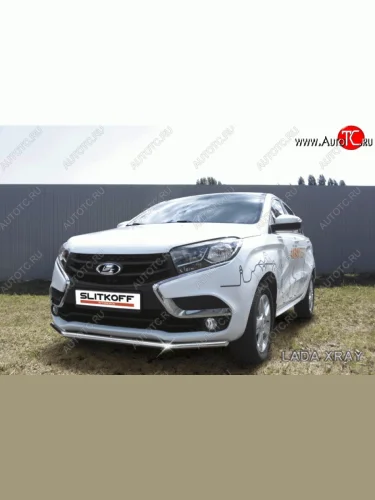 Одинарная защита переднего бампера диаметром 42 мм Slitkoff Лада ВАЗ XRAY (2016-2022)