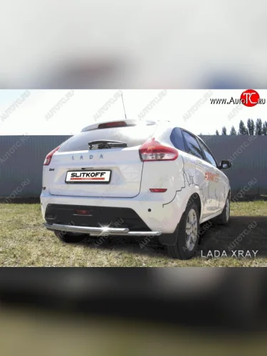 Двойная защита заднего бампера из труб диаметром по 42 мм Slitkoff Лада ВАЗ XRAY (2016-2022)