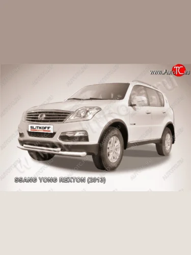 Двойная защита переднего бампера из труб диаметром 76 и 57 мм Slitkoff SSANGYONG Rexton  Y290 (2012-2017)