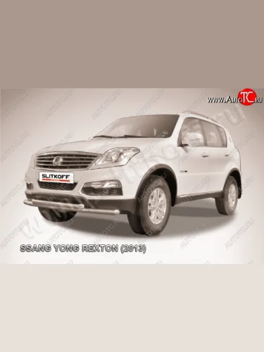 Двойная защита заднего бампера из труб диаметром по 42 мм Slitkoff SSANGYONG Rexton  Y290 (2012-2017)
