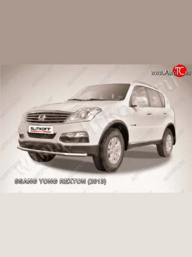 Одинарная защита переднего бампера диаметром 57 мм Slitkoff SSANGYONG Rexton Y290 (2012-2017)