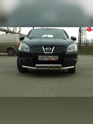 Защита переднего бампера 63,5 мм Nissan Qashqai 1 J10 дорестайлинг (2007-2010)