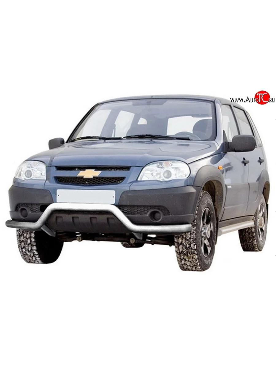 Фигурная защита переднего бампера диаметром 63.5 мм Металл Дизайн Chevrolet Niva 2123 рестайлинг (2009-2020) (Сталь с покрытием, цвет серебристый)  в Керчи Республика Крым