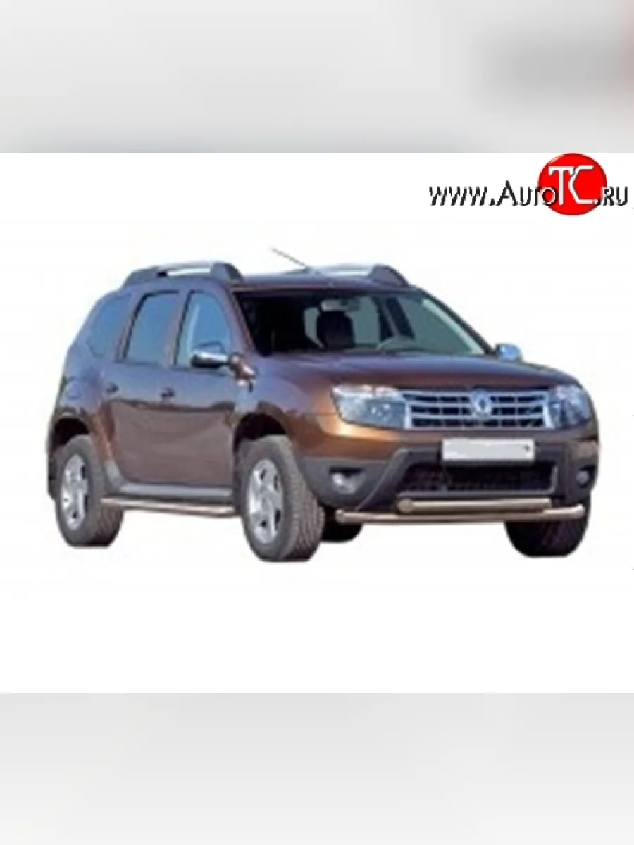 Широкая защита порогов из трубы диаметром 63.5 мм Металл Дизайн Renault Duster HS дорестайлинг (2010-2015) (сталь с полимерным покрытием, цвет серебро)  с доставкой в г. Керчь