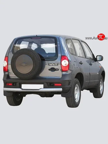 Защита заднего бампера (d63.5 мм с пластиковой вставкой) Металл Дизайн Chevrolet Niva  2123 (2009-2020), Лада ВАЗ 2123 (Нива Шевроле) (2009-2021)