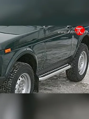 Широкая защита порогов с листом Металл Дизайн (63.5 мм) Лада ВАЗ нива 4х4 2131 5 дв. дорестайлинг (1993-2019)