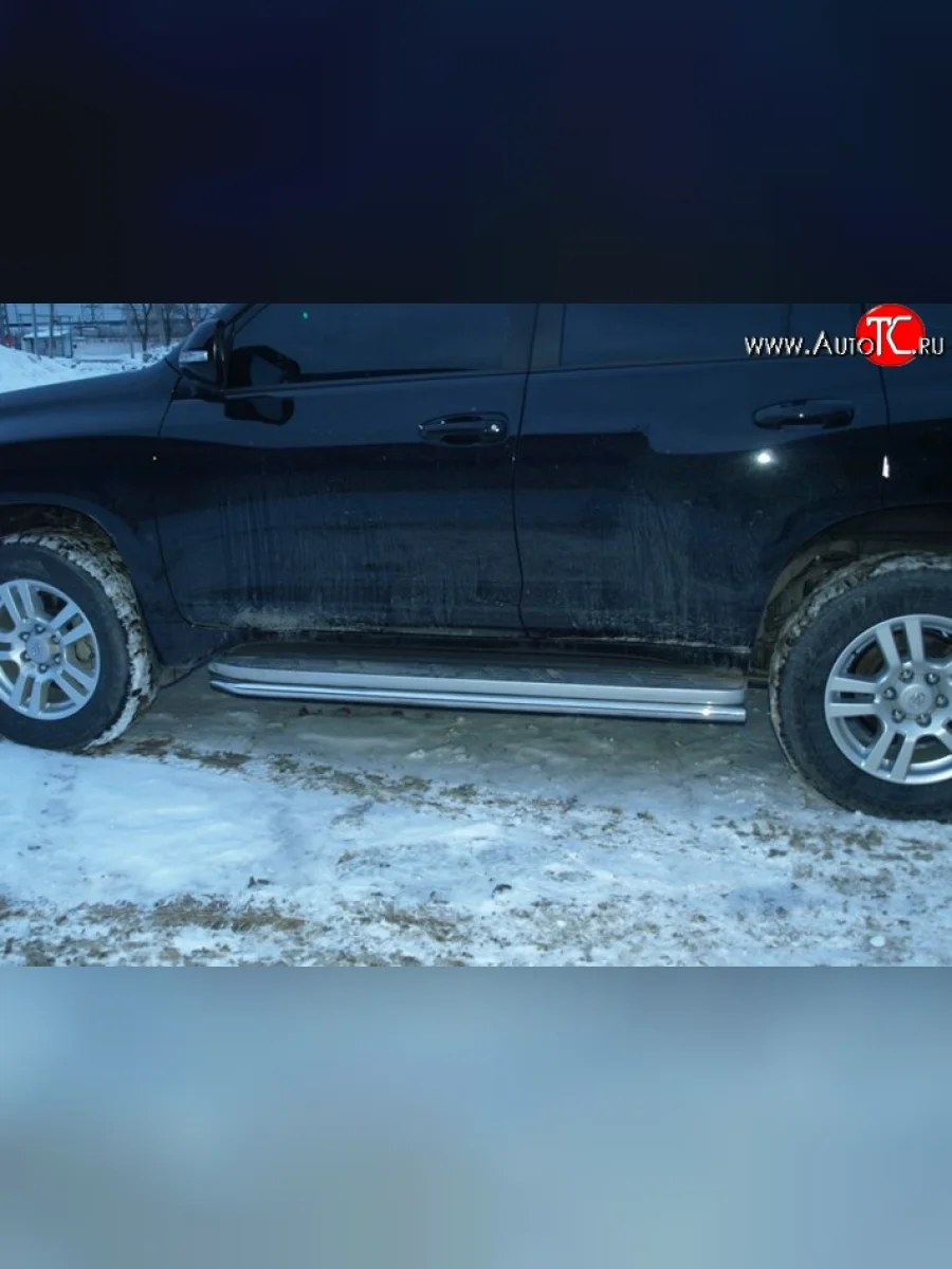 Защита порогов d42 мм Металл Дизайн Toyota Land Cruiser Prado J150 дорестайлинг (2009-2013) (полированная нержавейка)  в Самаре Самарской области