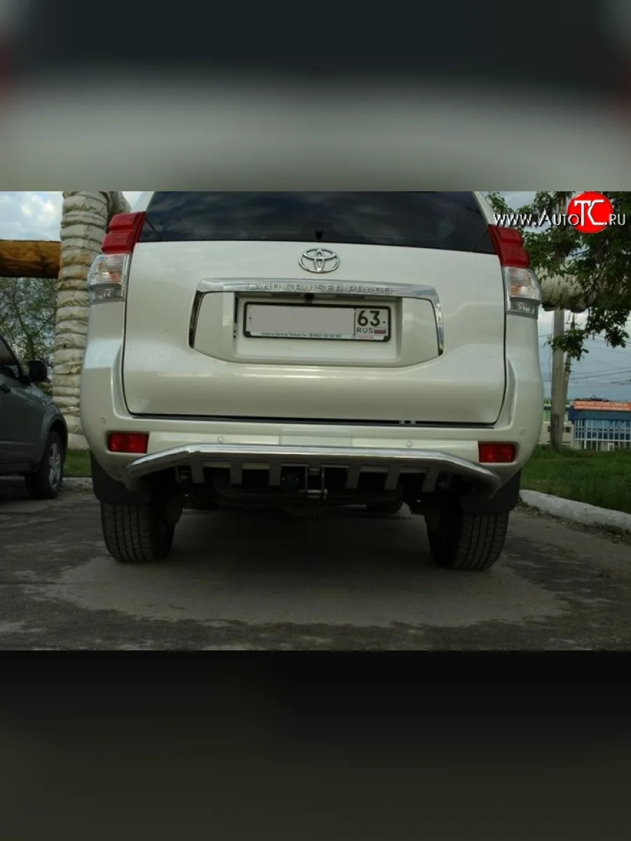 Защита заднего бампера d76 мм с изгибом Металл Дизайн Toyota Land Cruiser Prado J150 дорестайлинг (2009-2013) (полированная нержавейка)  в Керчи Республика Крым