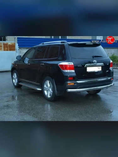 Защита заднего бампера d75x42 ммМеталл Дизайн (полированная нержавейка) Toyota Highlander  XU40 (2007-2010) дорестайлинг