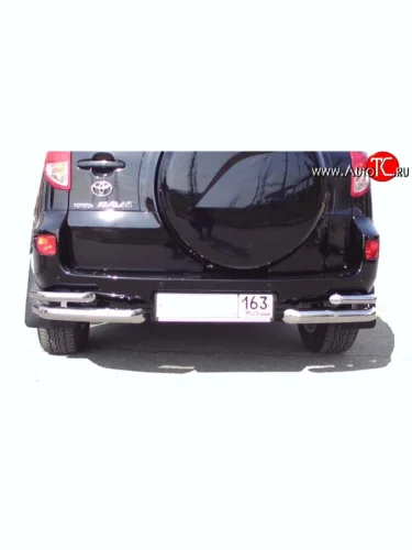 Защита заднего бампера (двойные углы d63 и 42 мм) Металл Дизайн Toyota RAV4  XA305 (2005-2009) 5 дв. дорестайлинг