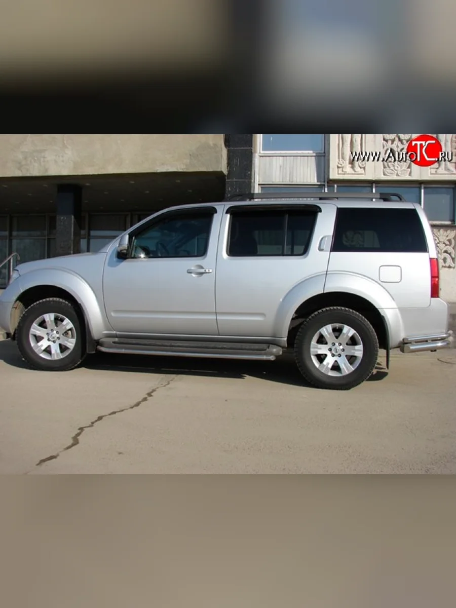 Защита порогов d43 мм Металл Дизайн Nissan Pathfinder R51 дорестайлинг (2004-2007) (полированная нержавейка)  в Самаре Самарской области