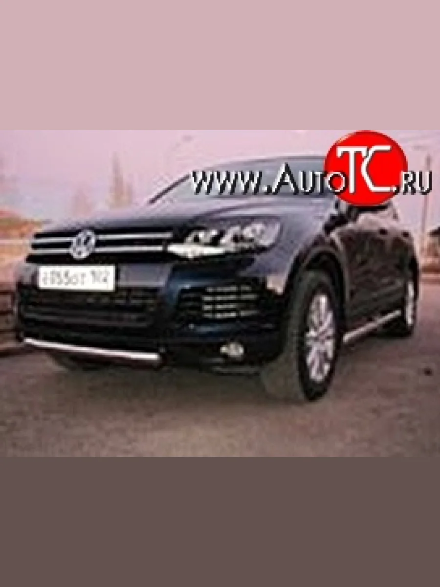 Одинарная защита переднего бампера d76 мм Металл Дизайн Volkswagen Touareg 2 NF дорестайлинг (2010-2014) (полированная нержавейка)  в Самаре Самарской области
