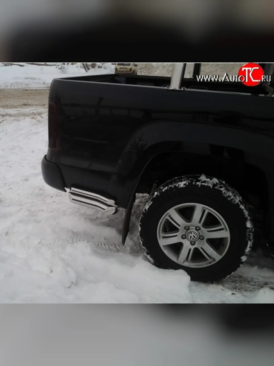 Защита заднего бампера (углы двойные d76 и 43 мм) Металл Дизайн  Volkswagen Amarok (2009-2016) (полированная нержавейка)  с доставкой в г. Керчь