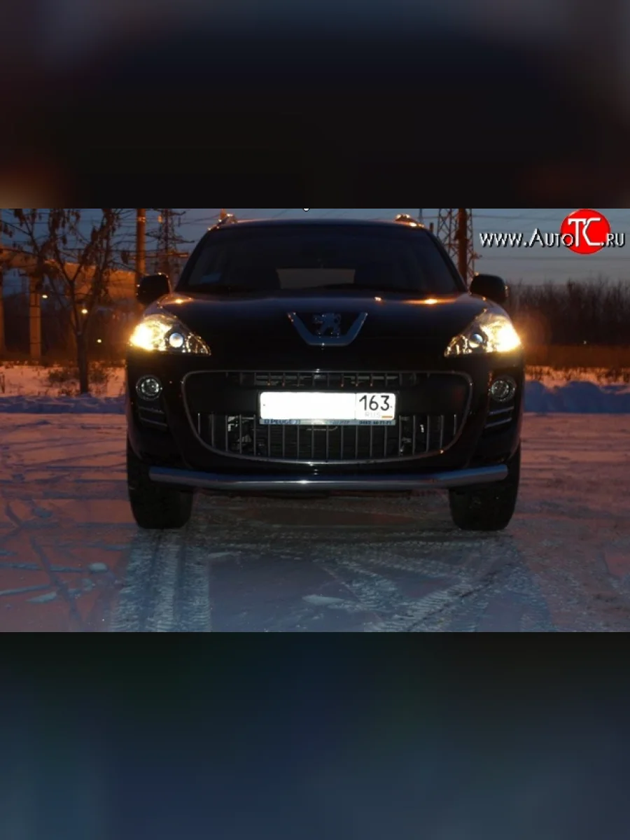 Защита переднего бампера d63.5 мм Металл Дизайн Peugeot 4007 (2007-2012) (полированная нержавейка)  в Керчи Республика Крым