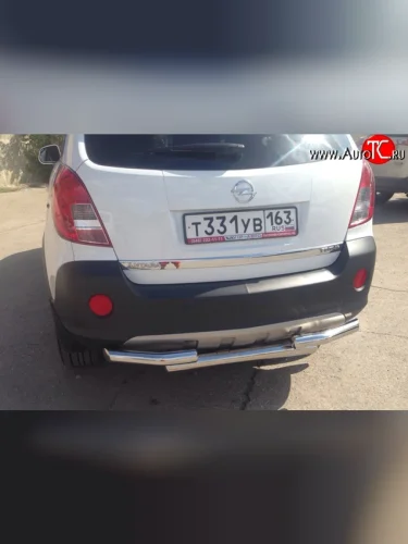 Двойная защита заднего бампера d63.5 мм Металл Дизайн (полированная нержавейка) Opel Antara (2010-2015) рестайлинг