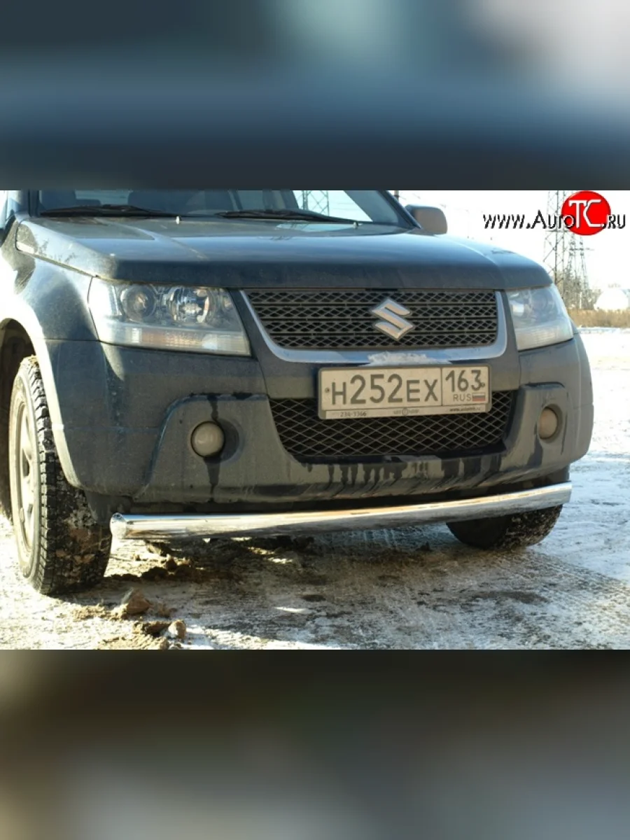 Защита переднего бампера d75x42 мм Металл Дизайн Suzuki Grand Vitara JT 3 двери дорестайлинг (2005-2008) (полированная нержавейка)  в Самаре Самарской области