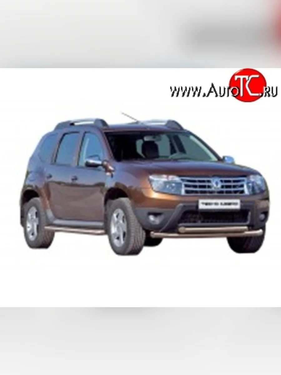 Защита порогов d63.5 мм Металл Дизайн Renault Duster HS дорестайлинг (2010-2015) (Сталь с покрытием в цвет черный матовый)  с доставкой в г. Керчь