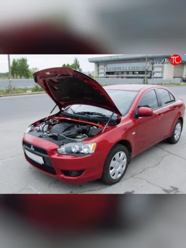 Упоры капота Sport Mitsubishi Lancer  10 CY (2007-2017) седан дорестайлинг, хэтчбэк дорестайлинг, седан рестайлинг, хэтчбек 5 дв рестайлинг