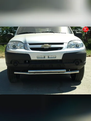 Двойная защита переднего бампера d63.5 мм Металл Дизайн Chevrolet Niva  2123 (2009-2020), Лада ВАЗ 2123 (Нива Шевроле) (2009-2021)