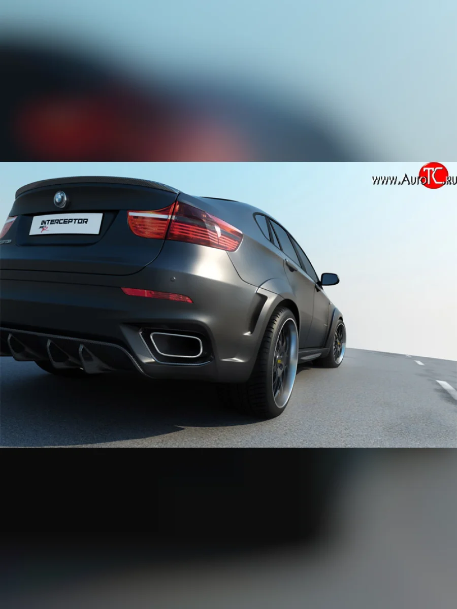 Окантовка выпускной системы заднего бампера Interceptor BMW X6 E71 дорестайлинг (2008-2012) (Неокрашенная)  в Воронеже Воронежской области