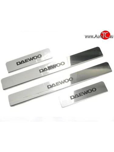 Накладки на порожки автомобиля M-VRS (нанесение надписи методом окраски) Daewoo Matiz M100 дорестайлинг (1998-2000)