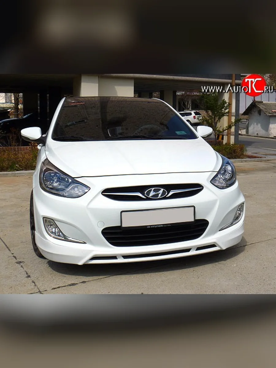 Накладка CT на передний бампер Hyundai Solaris RBr хэтчбэк дорестайлинг (2010-2014) (Неокрашенная)  с доставкой в г. Керчь