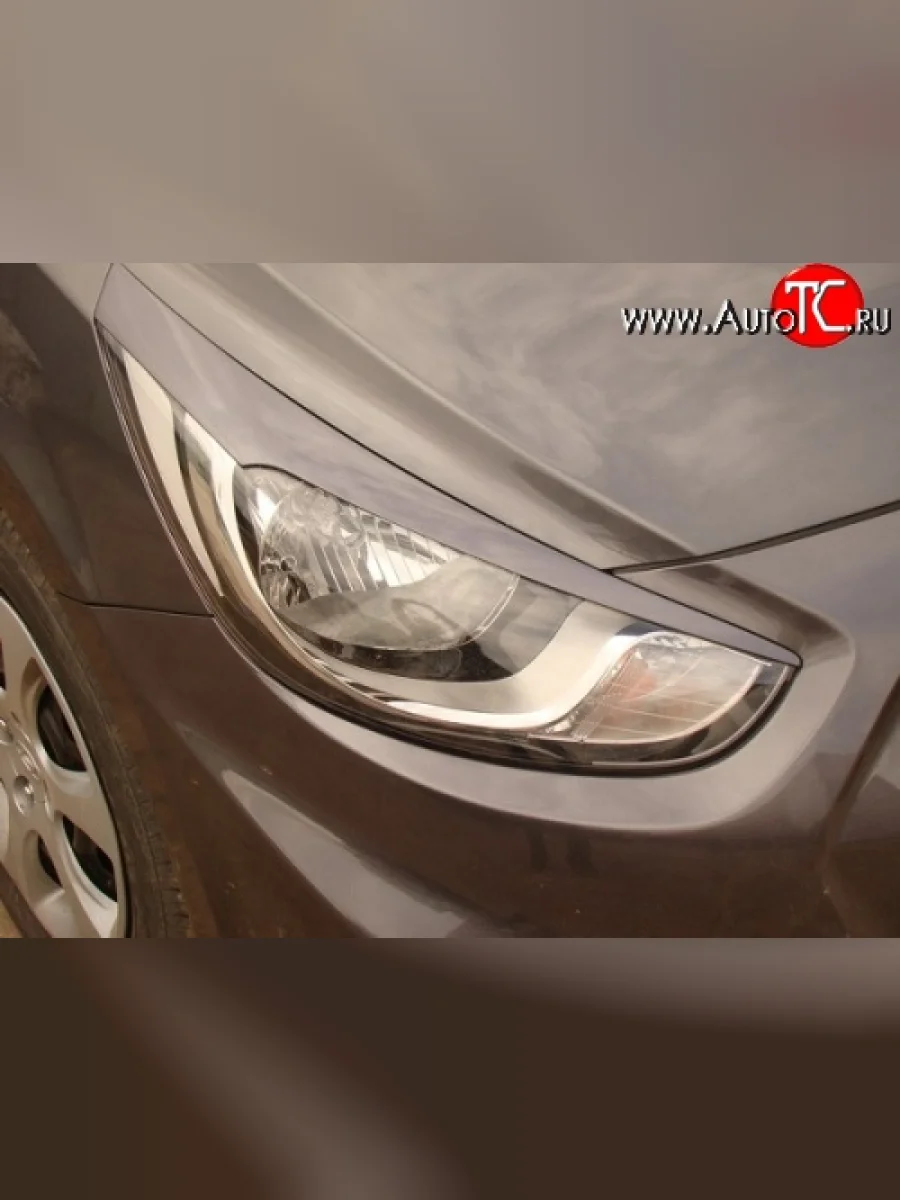 Реснички M-VRS на фары Hyundai Solaris RBr седан дорестайлинг (2010-2014) (Неокрашенные)  с доставкой в г. Керчь