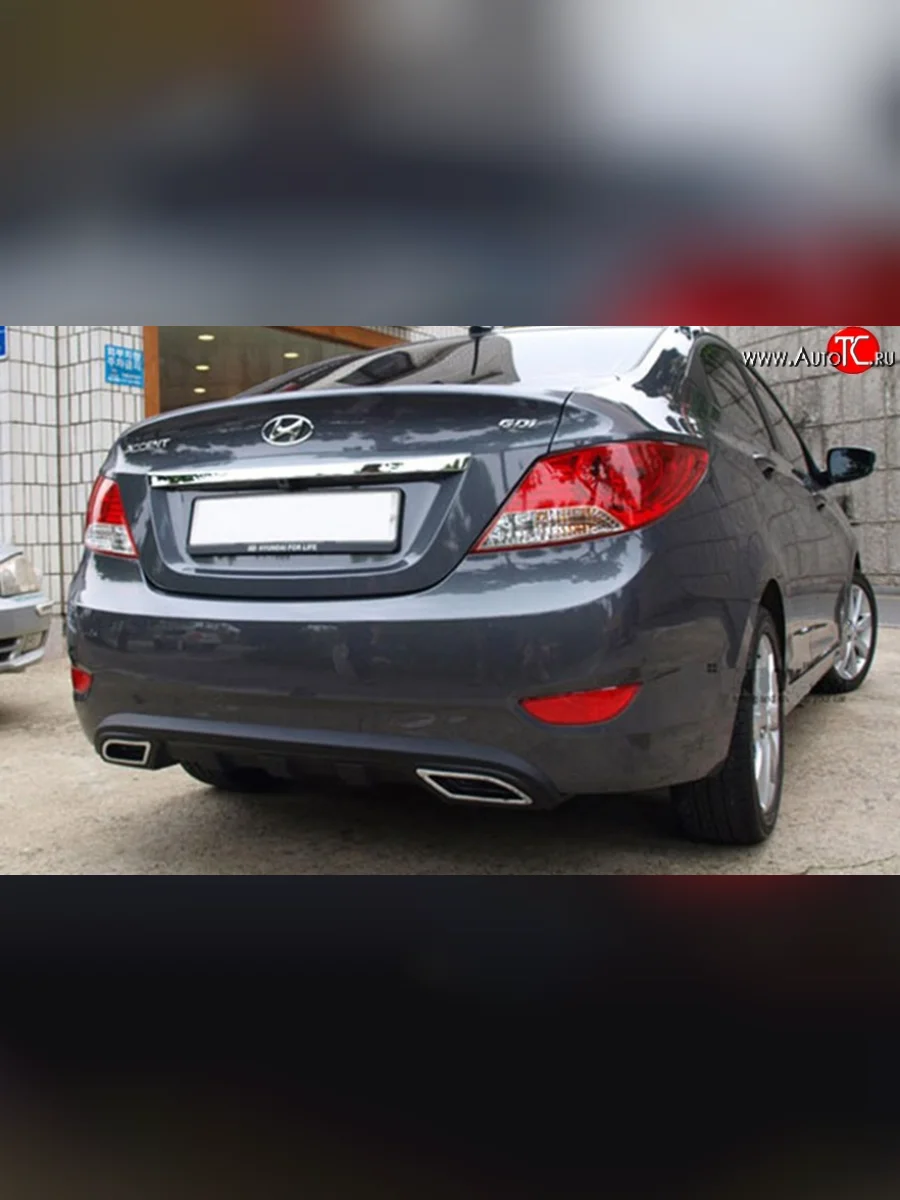 Диффузор заднего бампера M-VRS Hyundai Solaris RBr седан дорестайлинг (2010-2014) (Неокрашенная)  с доставкой в г. Пермь