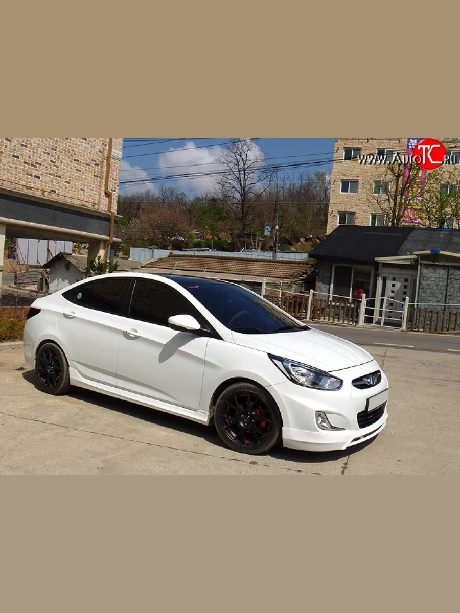 Пороги накладки CT Hyundai Solaris RBr седан рестайлинг (2014-2017) (Неокрашенные)  в Самаре Самарской области