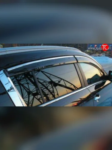 Комплект дефлекторов окон SkyLine (хром молдинг) KIA Sportage  3 SL (2010-2016) дорестайлинг, рестайлинг