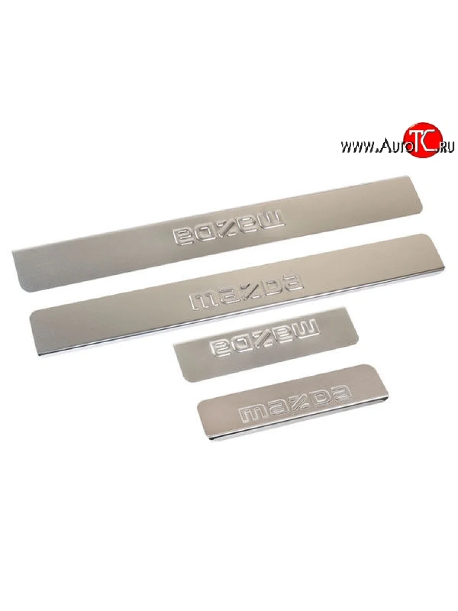 Накладки на порожки автомобиля M-VRS (нанесение надписи методом штамповки) Mazda 3/Axela BL дорестайлинг, хэтчбэк 5 дв. (2009-2011)  в Перми Пермском крае