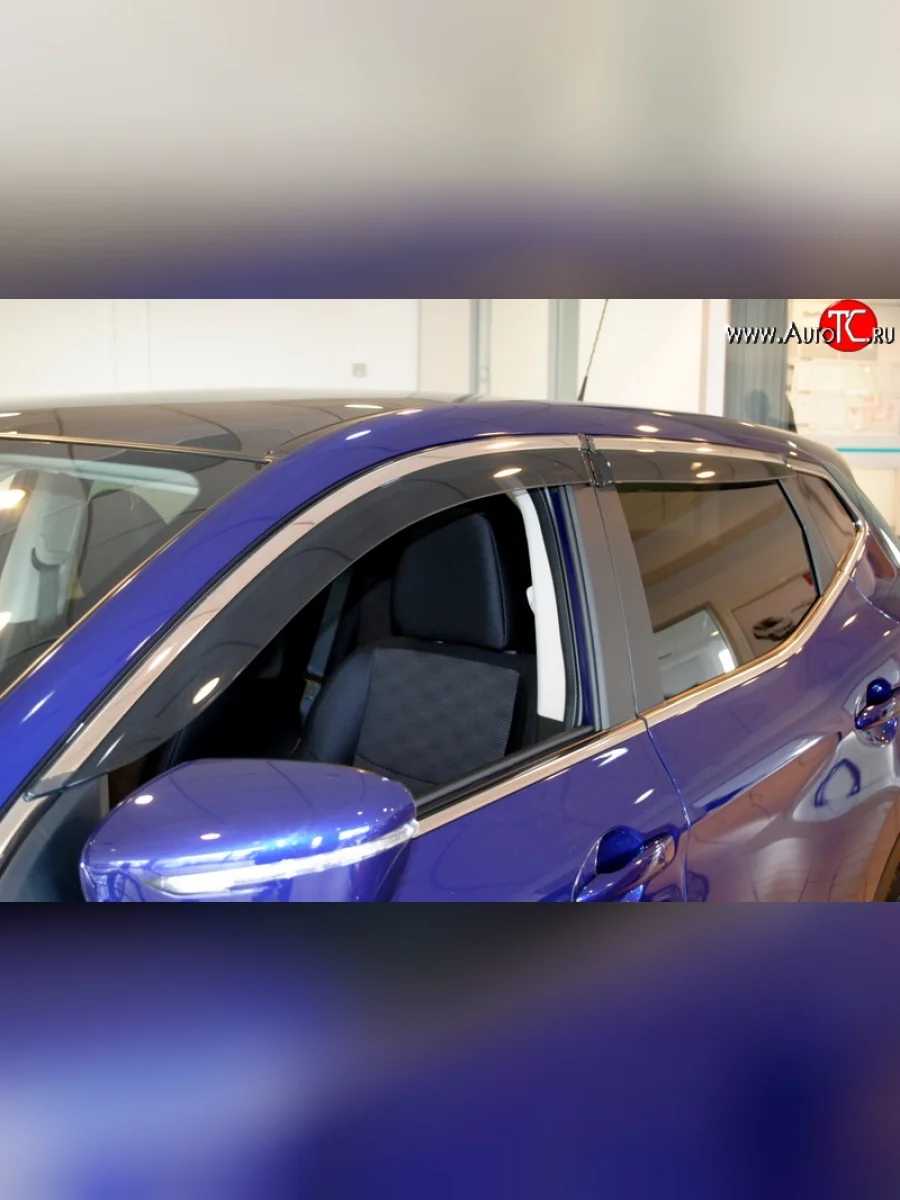 Комплект дефлекторов окон SkyLine (хром молдинг) Nissan Qashqai 2 J11 рестайлинг (2017-2022)  в Самаре Самарской области