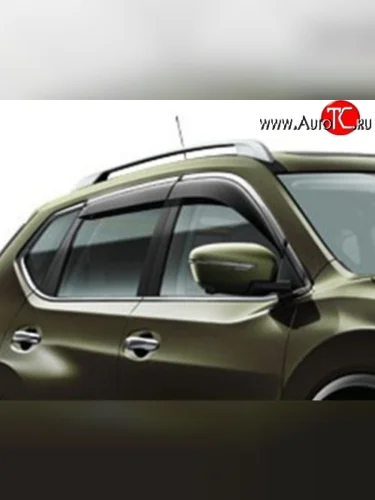 Комплект дефлекторов окон SkyLine (хром молдинг) Nissan X-trail 3 T32 рестайлинг (2017-2022)