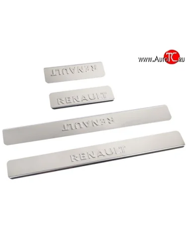 Накладки на порожки автомобиля M-VRS (нанесение надписи методом штамповки) Renault Duster HS дорестайлинг (2010-2015)