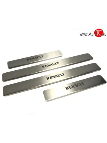 Накладки на порожки автомобиля M-VRS (нанесение надписи методом окраски) Renault Logan 1 дорестайлинг (2004-2010)